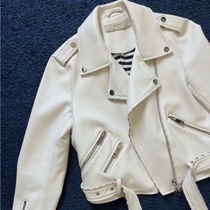 Zara White Leather Jacket